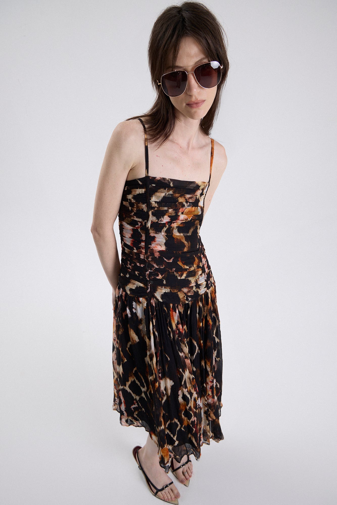 Fleetwood Jackie Midi Dress Marron